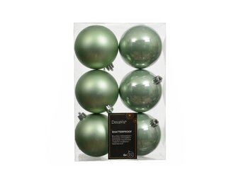 Kerstballen mixbox 6-delig | glanzend/matte | plastic | lichtgroen | 8cm