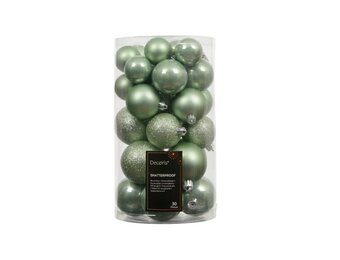 Kerstballen mixbox 30-delig | lichtgroen | diverse maten