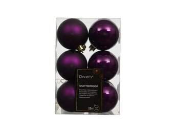 Kerstballen mixbox 12-delig | glanzend/matte | plastic | vijg | 6cm