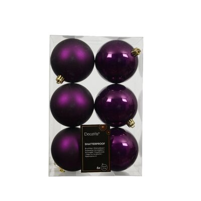 Kerstballen mixbox 6-delig | glanzend/matte | plastic | vijg | 6cm