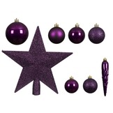 Kerstballen mixbox met piek 33-delig | vijg | diverse maten