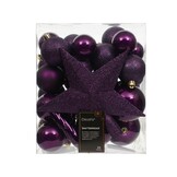 Kerstballen mixbox met piek 33-delig | vijg | diverse maten