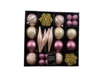 Kerstballen mixbox 46-delig | glanzend/mat/glitter | roze/goud