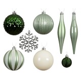 Kerstballen mixbox 46-delig | glanzend/mat/glitter | groen/wit