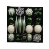 Kerstballen mixbox 46-delig | glanzend/mat/glitter | groen/wit