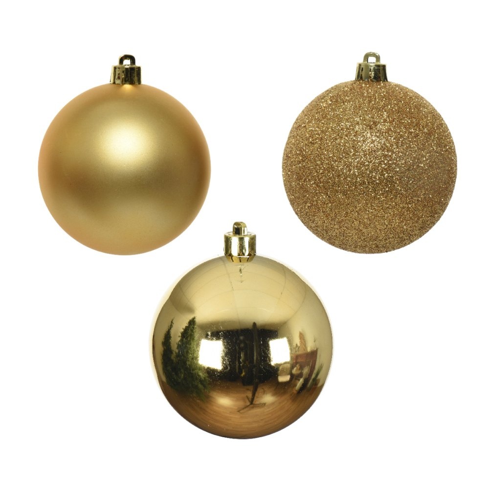 Kerstballen mixbox 34-delig | glanzend/matte/glitter | plastic | goud | 8cm