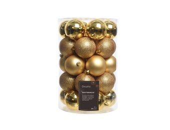 Kerstballen mixbox 34-delig | glanzend/matte/glitter | plastic | goud | 8cm