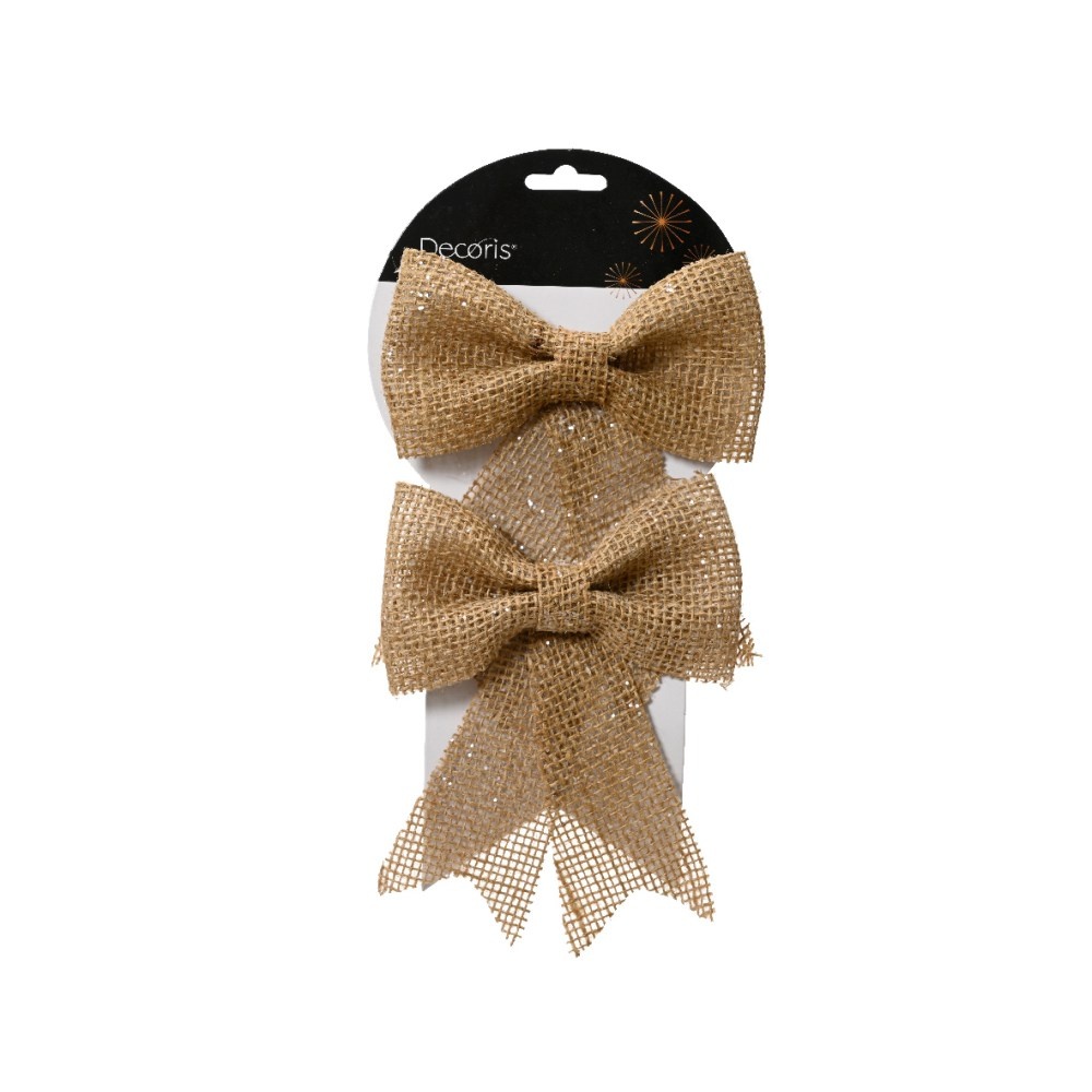 Kerststrik | 2-delig | jute | 17cm