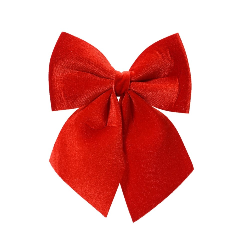 Kerststrik | 4-delig | polyester | rood | 10cm