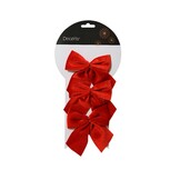 Kerststrik | 4-delig | polyester | rood | 10cm