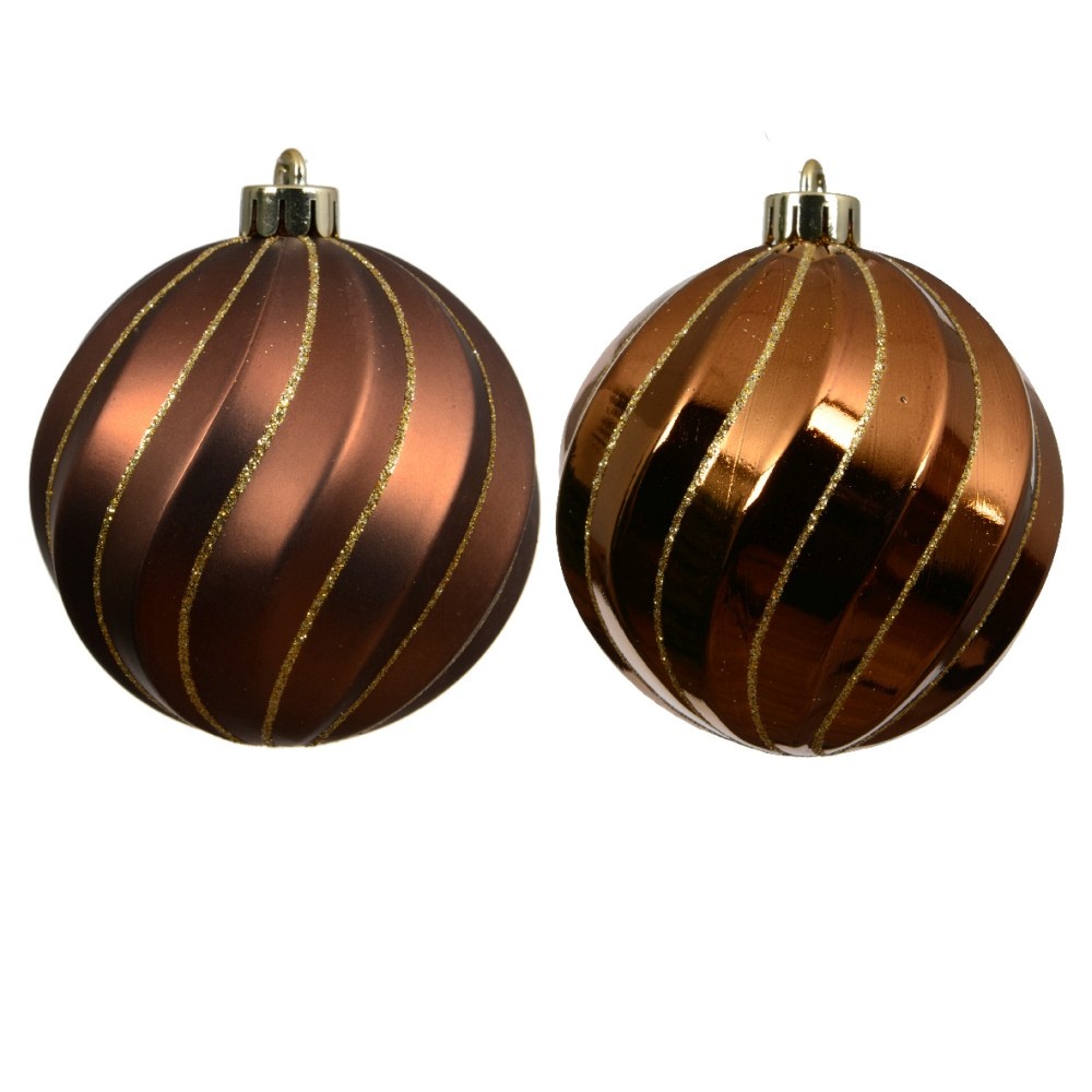 Kerstballen mixbox 6-delig | ornamenten | plastic | espresso | 8cm