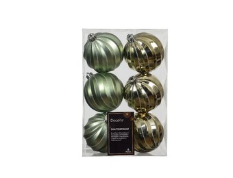 Kerstballen mixbox 6-delig | ornamenten | plastic | rozemarijn | 8cm