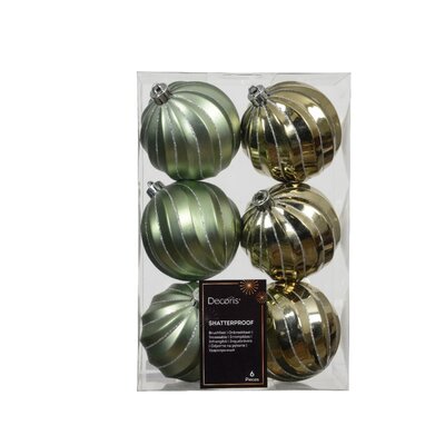 Kerstballen mixbox 6-delig | ornamenten | plastic | rozemarijn | 8cm