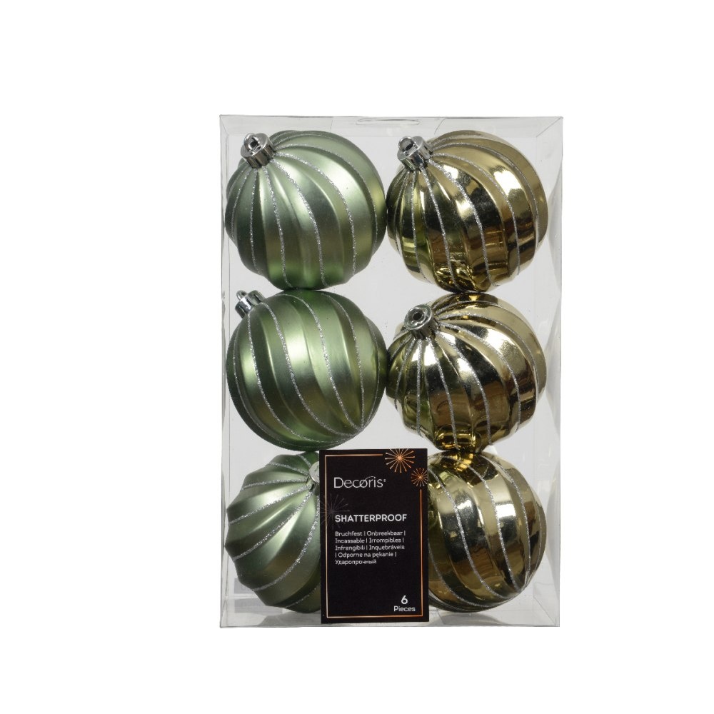 Kerstballen mixbox 6-delig | ornamenten | plastic | rozemarijn | 8cm