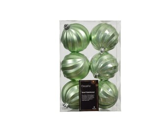 Kerstballen mixbox 6-delig | ornamenten | plastic | lichtgroen | 8cm