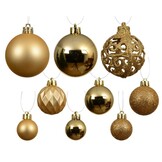 Kerstballen mixbox 100-delig | glanzend/matte/glitter | plastic | goud | diverse maten