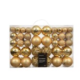 Kerstballen mixbox 100-delig | glanzend/matte/glitter | plastic | goud | diverse maten