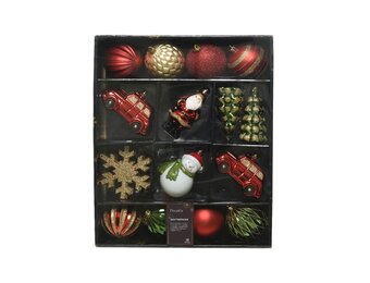 Kerstballen mixbox 25-delig | glanzend/mat/glitter | rood/groen