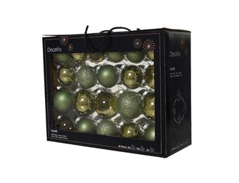 Kerstballen mixbox 42-delig | glanzend/matte/glitter | glas | rozemarijn | diverse maten
