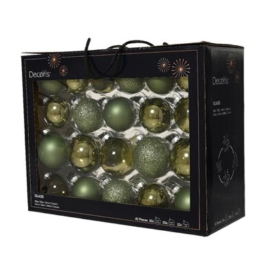 Kerstballen mixbox 42-delig | glanzend/matte/glitter | glas | rozemarijn | diverse maten