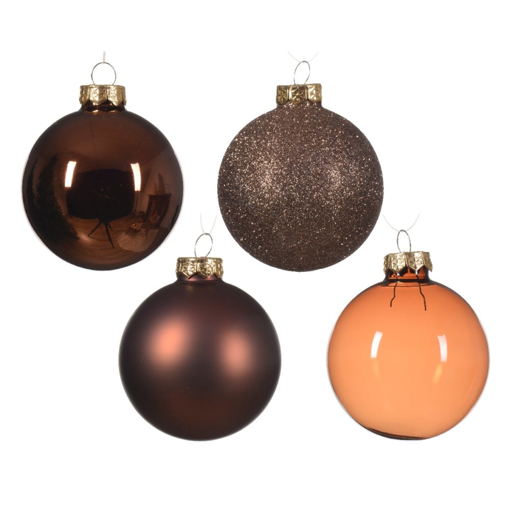 Kerstballen mixbox 42-delig | glanzend/matte/glitter | glas | espresso | diverse maten