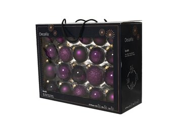 Kerstballen mixbox 42-delig | glanzend/matte/glitter | glas | vijg  | diverse maten