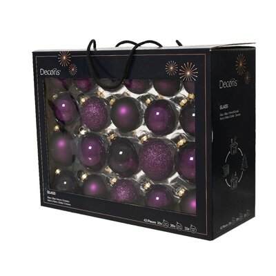 Kerstballen mixbox 42-delig | glanzend/matte/glitter | glas | vijg  | diverse maten