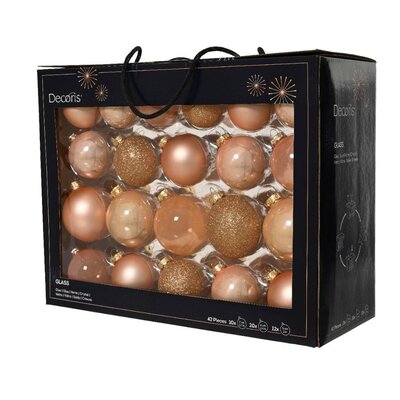 Kerstballen mixbox 42-delig | glanzend/matte/glitter | glas | parel | diverse maten