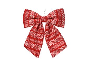 Kerststrik | polyester | rood/wit | 32cm