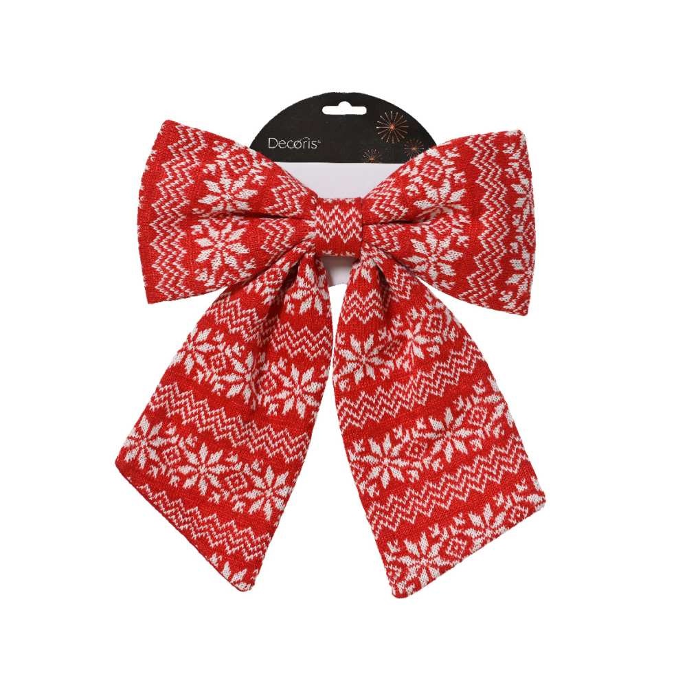 Kerststrik | polyester | rood/wit | 32cm