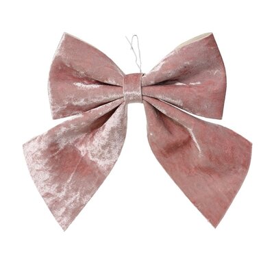 Kerststrik | 2-delig | polyester | poederroze | 13cm