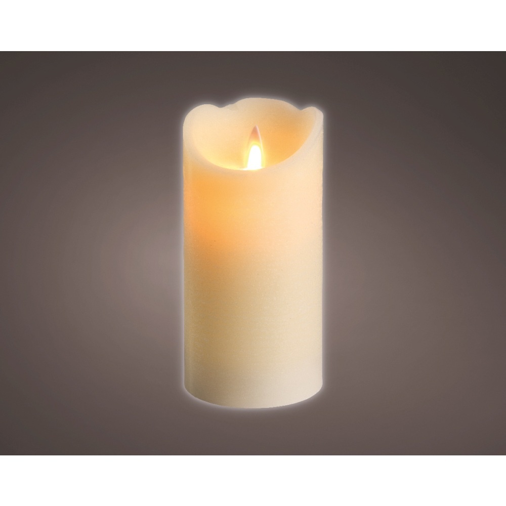 LED kaars | wax | creme/warm wit met bewegend lampje | ø7,5x15cm