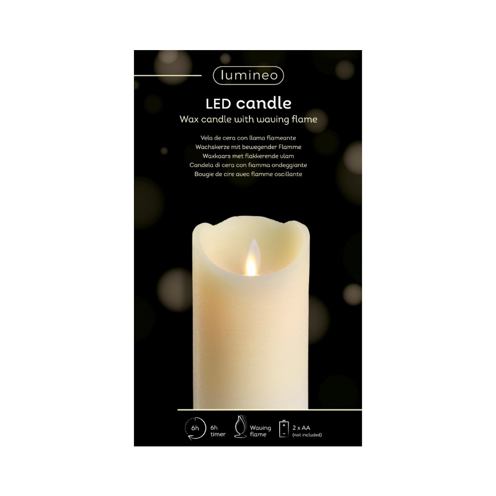LED kaars | wax | creme/warm wit met bewegend lampje | ø7,5x12,5cm