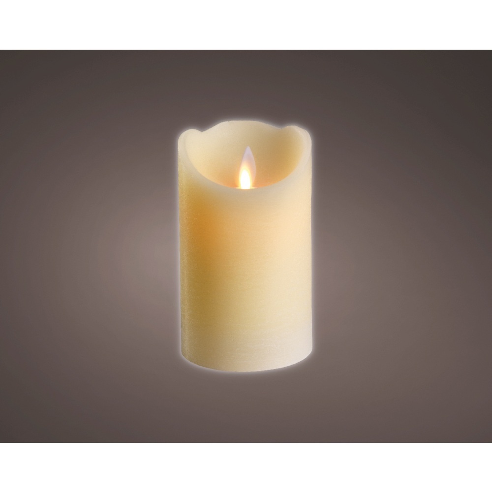 LED kaars | wax | creme/warm wit met bewegend lampje | ø7,5x12,5cm