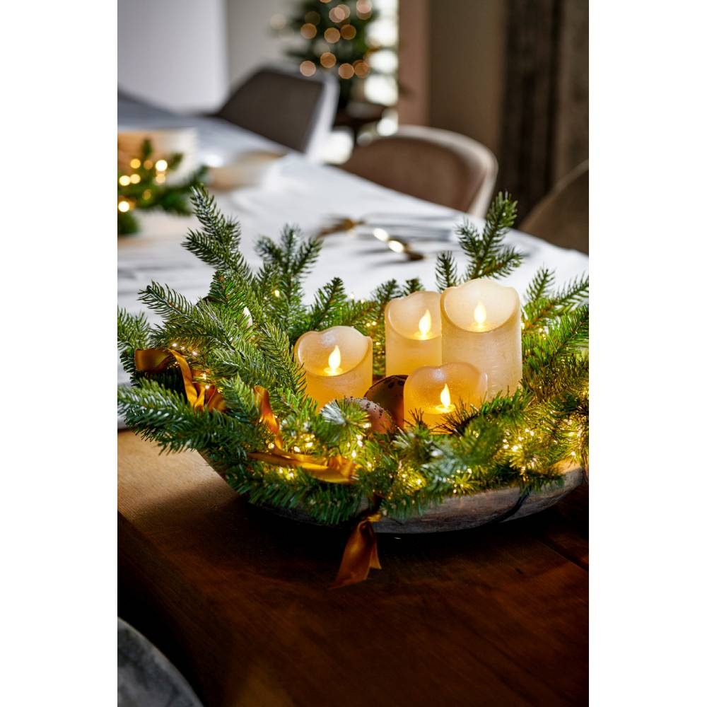 LED kaars | wax | creme/warm wit met bewegend lampje | ø7,5x12,5cm