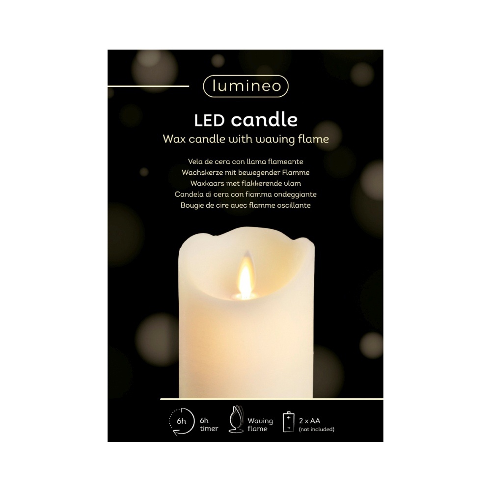 LED kaars | wax | creme/warm wit met bewegend lampje | ø7,5x10cm