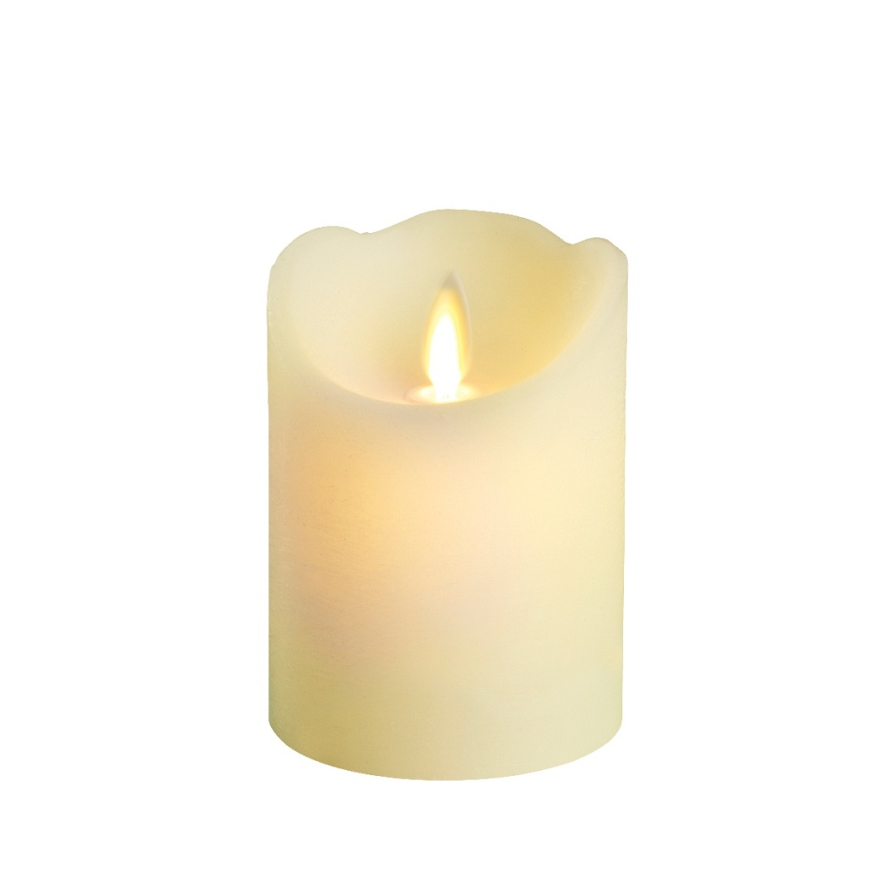 LED kaars | wax | creme/warm wit met bewegend lampje | ø7,5x10cm