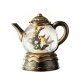 Sneeuwbol theepot met LED lampjes | goud/warm wit | 18cm