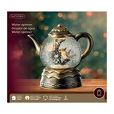 Sneeuwbol theepot met LED lampjes | goud/warm wit | 18cm