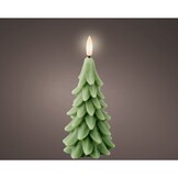 LED kerstboom kaars | wax | groen/warm wit | ø7x15,5cm