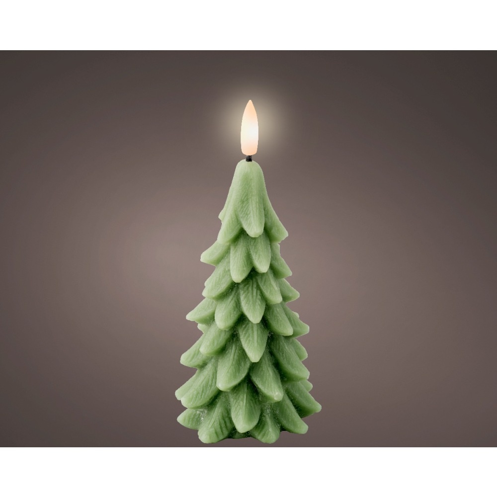 LED kerstboom kaars | wax | groen/warm wit | ø7x15,5cm