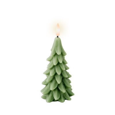 LED kerstboom kaars | wax | groen/warm wit | ø7x15,5cm