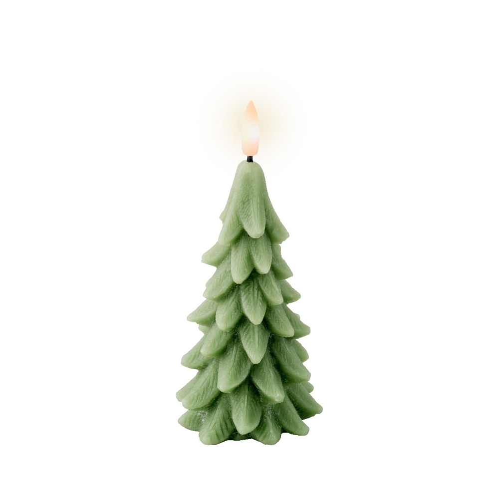 LED kerstboom kaars | wax | groen/warm wit | ø7x15,5cm