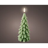 LED kerstboom kaars | wax | groen/warm wit | ø8x19,3cm