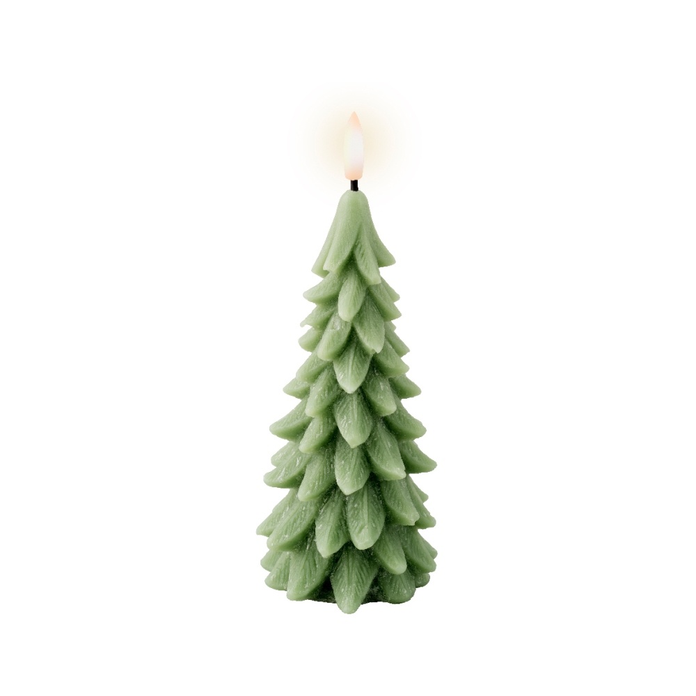 LED kerstboom kaars | wax | groen/warm wit | ø8x19,3cm