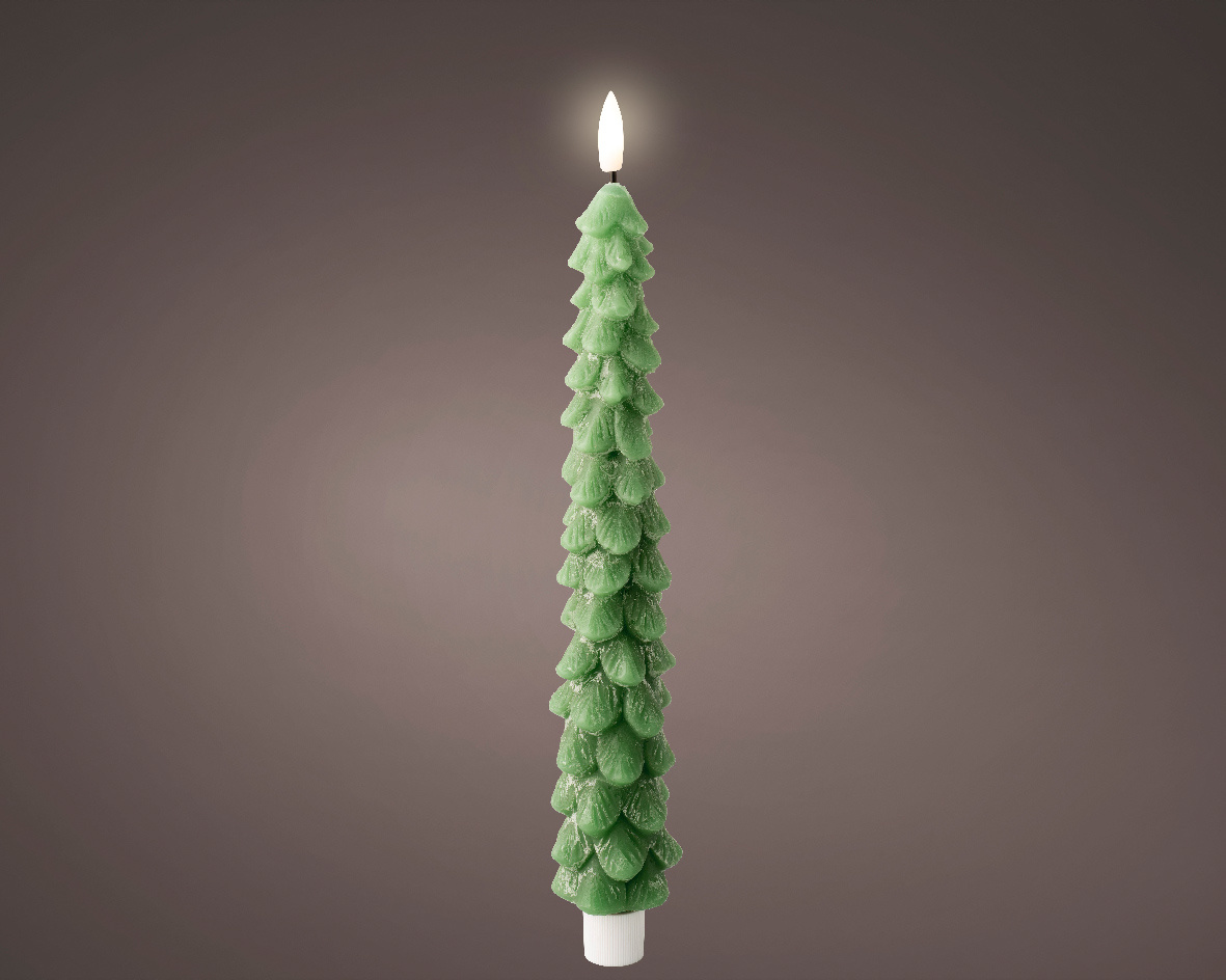 LED kerstboom kaars | wax | groen/warm wit | ø4,5x29cm
