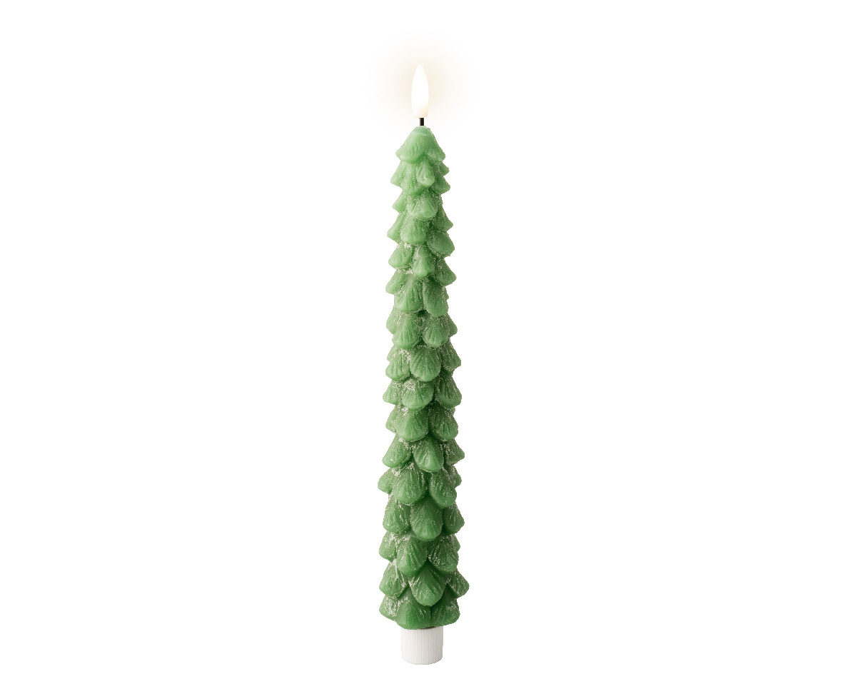 LED kerstboom kaars | wax | groen/warm wit | ø4,5x29cm