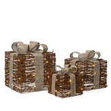 Cadeaus met LED lampjes | 3-delig | rotan