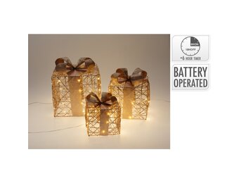Cadeauset met verlichting | goud/warm wit