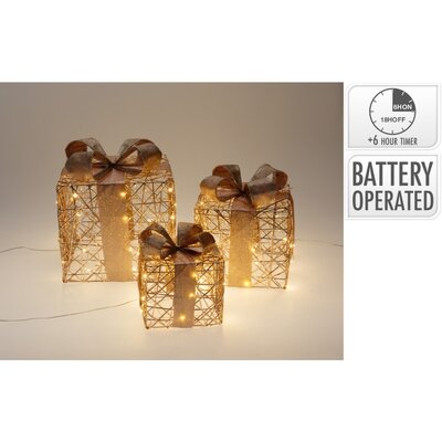 Cadeauset met verlichting | goud/warm wit